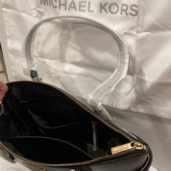 Michael Kors Black Jet Set Leather Large Tote Shoulder Bag Top Zip - Picture 17 of 17